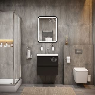 Зеркало с подсветкой и функцией антизапотевания Art&Max Genova 60x80см чёрный AM-Gen-600-800-DS-F-H